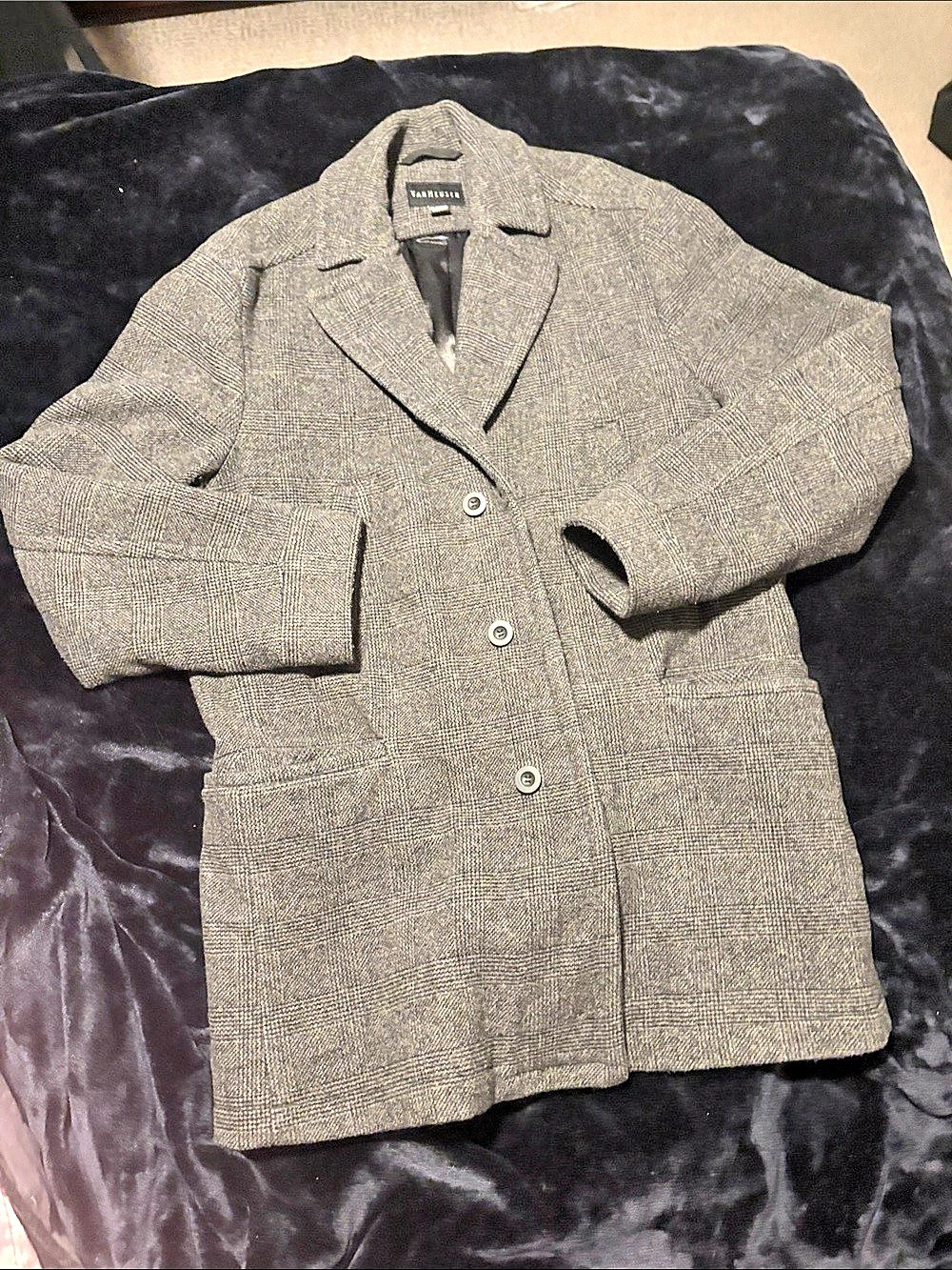 Van Heusen Men's Plaid Wool-Blend Coat Size Medium Like New